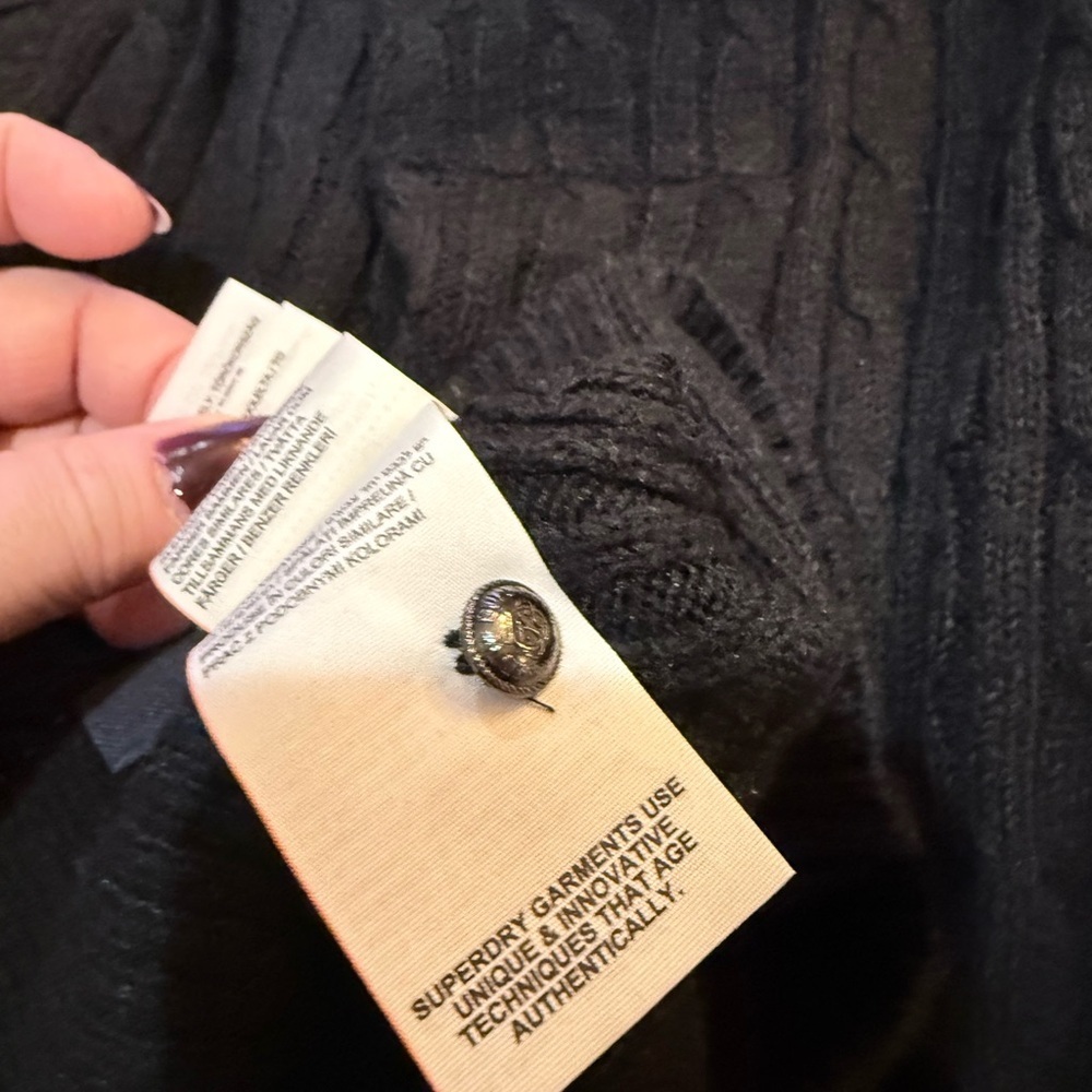 Superdry Women’s Black Turtleneck Cable Knit Sweater Size 10 - Picture 3 of 7
